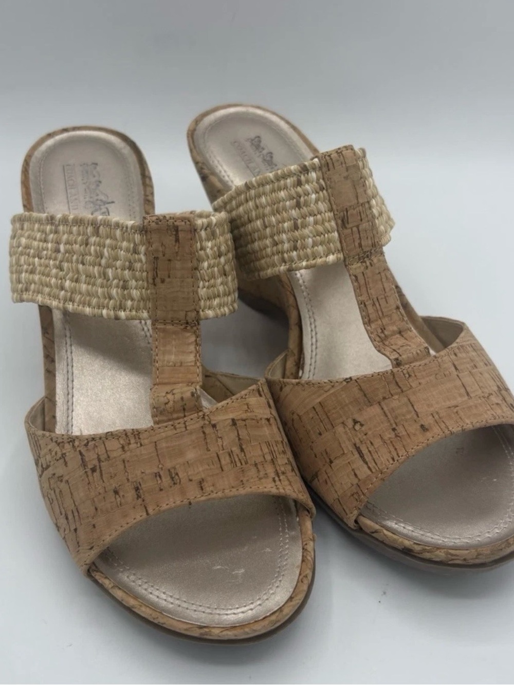 Coach And Four Women's Wedge Sandals Woven Natural Cork Tan Sz 10M - Picture 3 of 11
